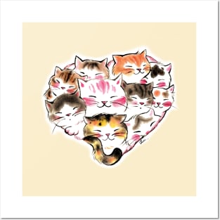 Cats head heart Posters and Art